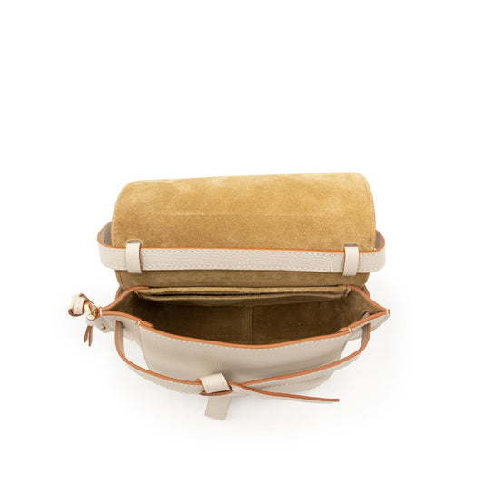 Mini Gate Dual Bag in Pebble Grain Calfskin in Light Ghost