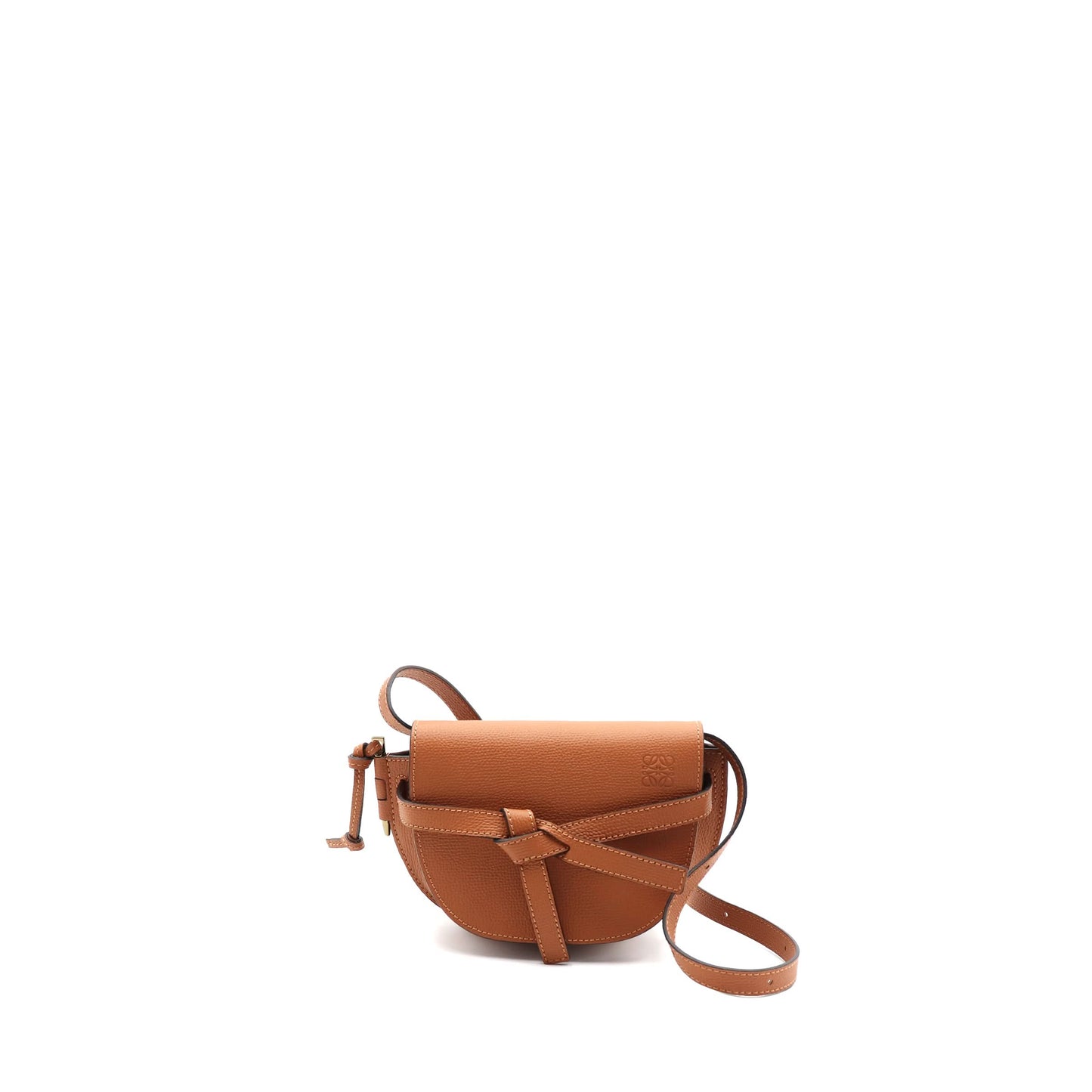 Mini Gate Dual Bag in Pebble Grain Calfskin in Tan