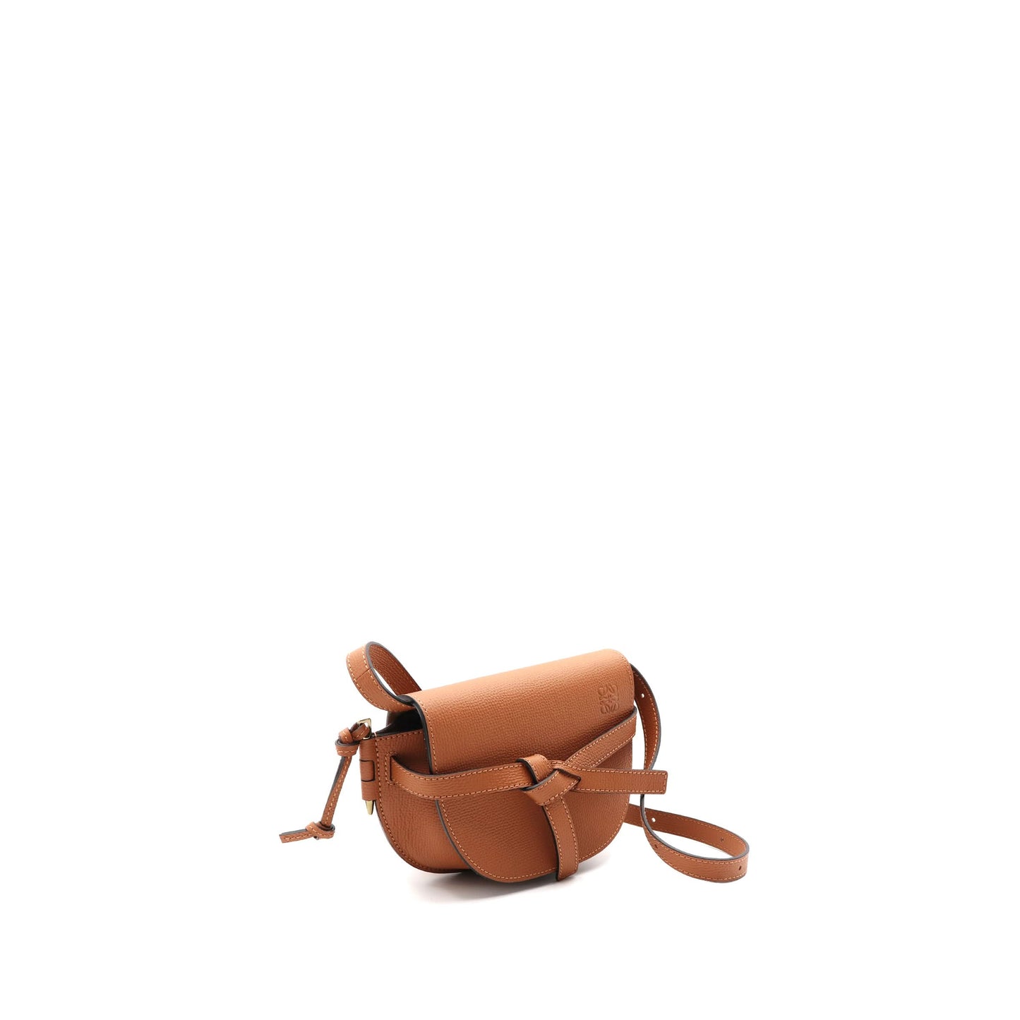 Mini Gate Dual Bag in Pebble Grain Calfskin in Tan