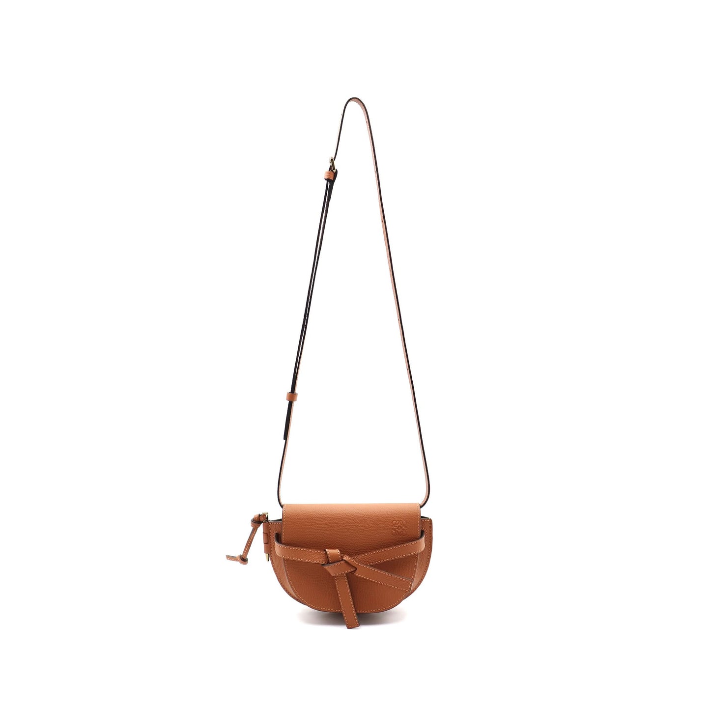 Mini Gate Dual Bag in Pebble Grain Calfskin in Tan