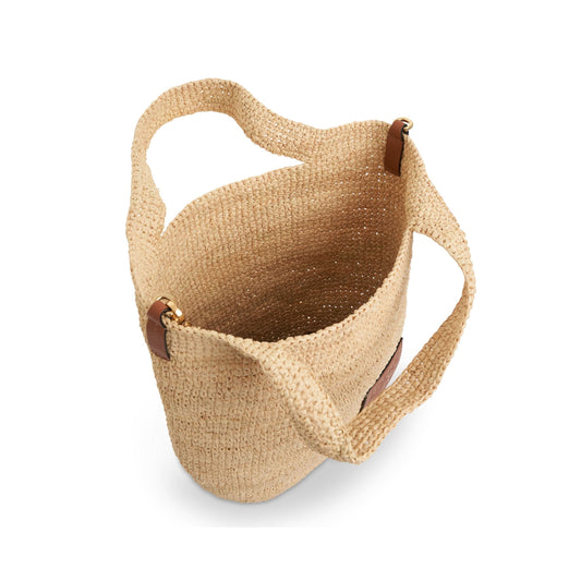 Mini Slit Bag in Raffia and Calfskin in Natural