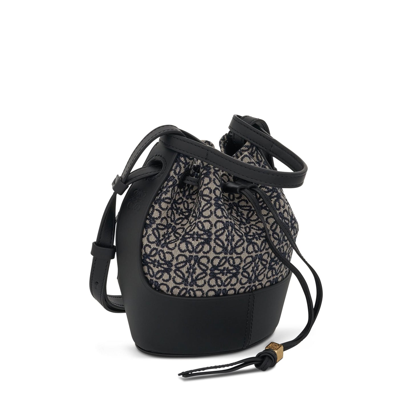 Mini Balloon Bag in Anagram Jacquard and Calfskin in Navy