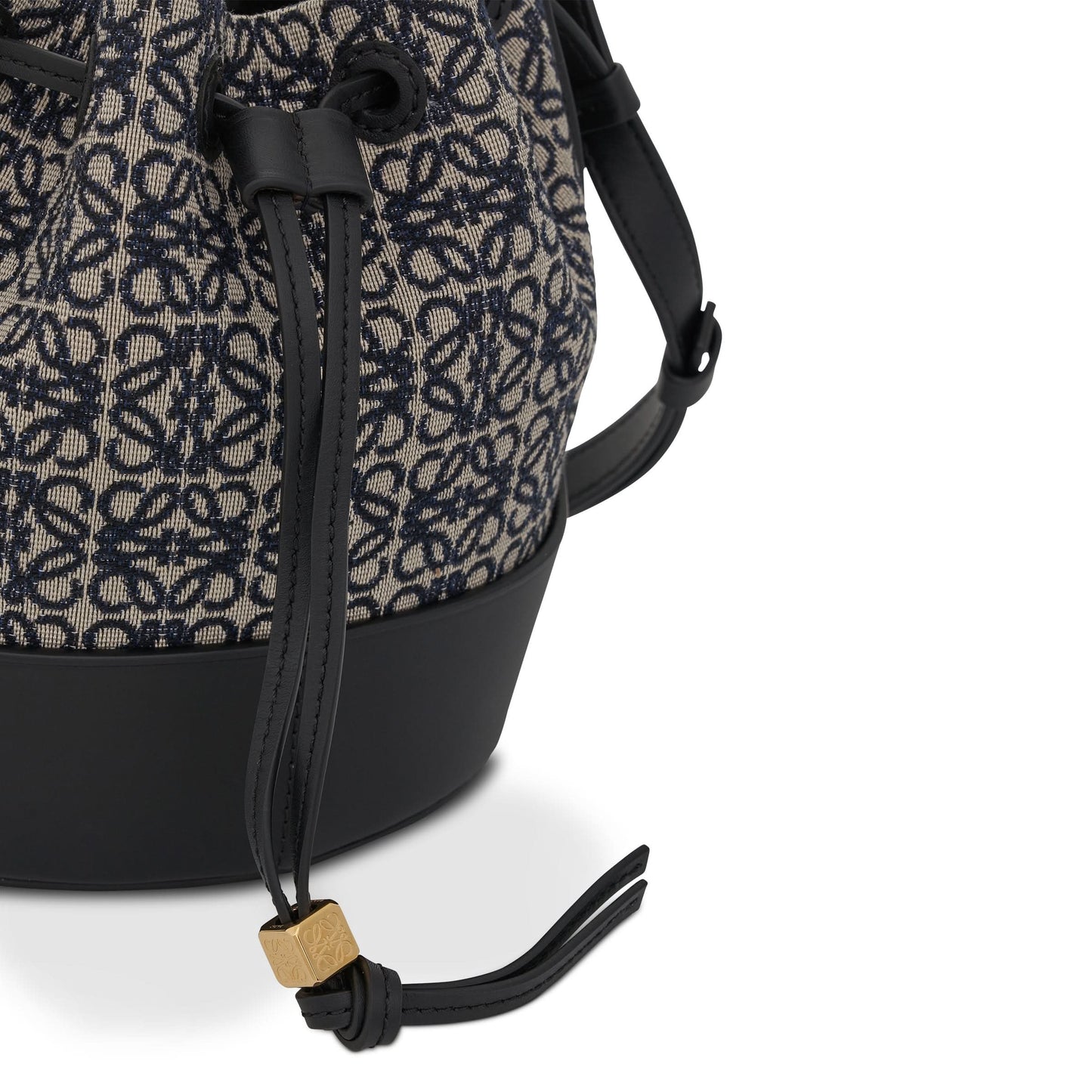 Mini Balloon Bag in Anagram Jacquard and Calfskin in Navy