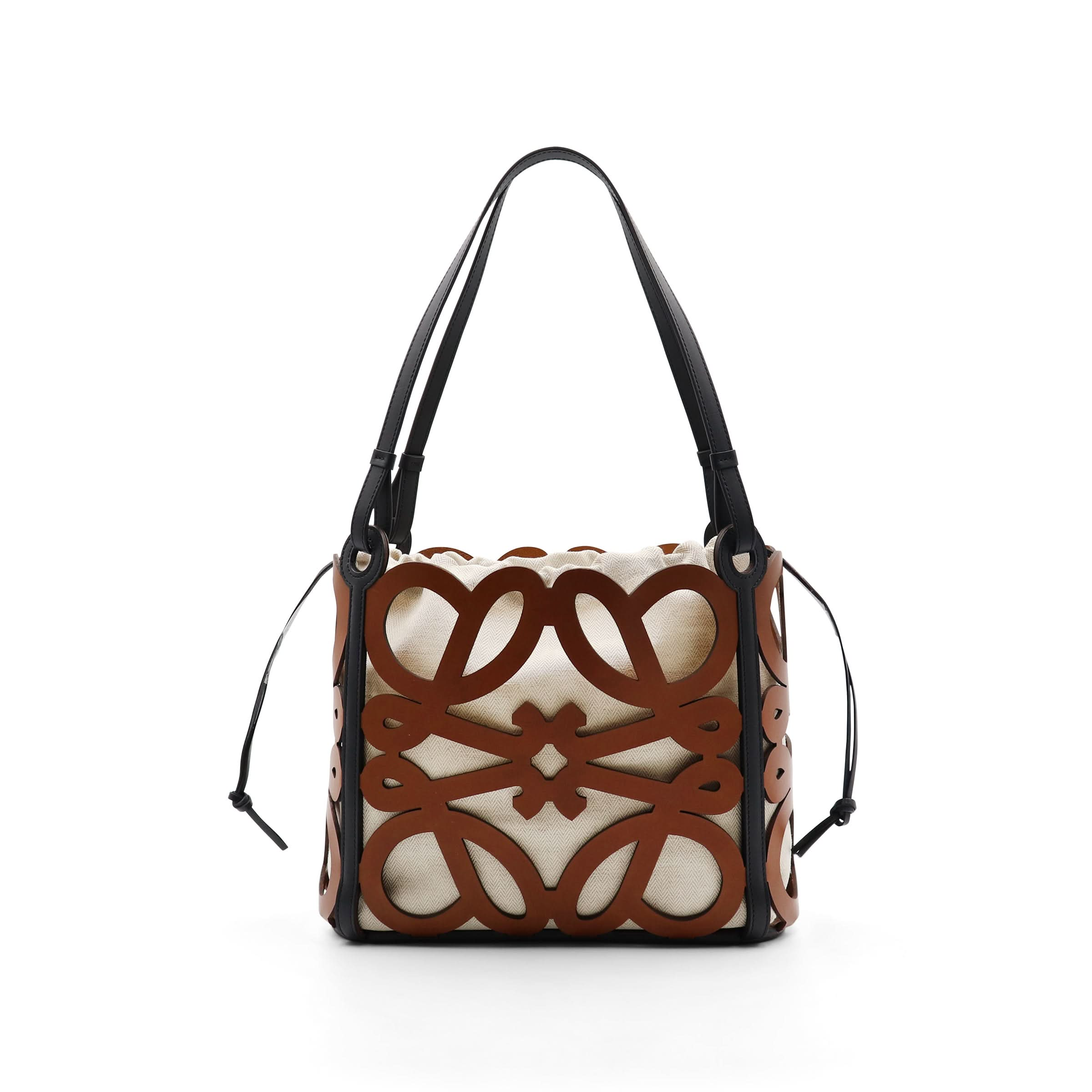 Small Anagram Cut Out Tote Bag in Calfskin in Tan