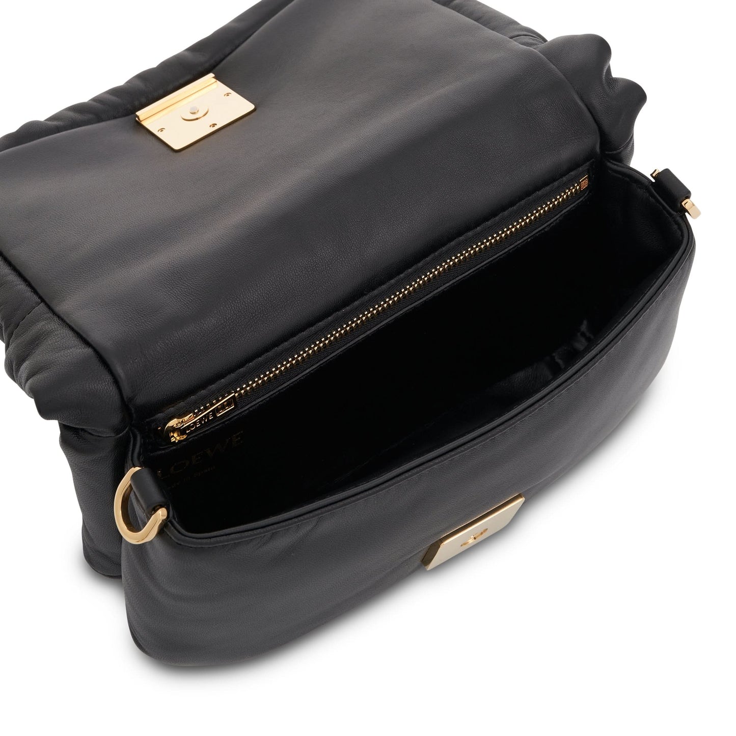 Mini Puffer Goya Bag in Shiny Nappa Lambskin in Black