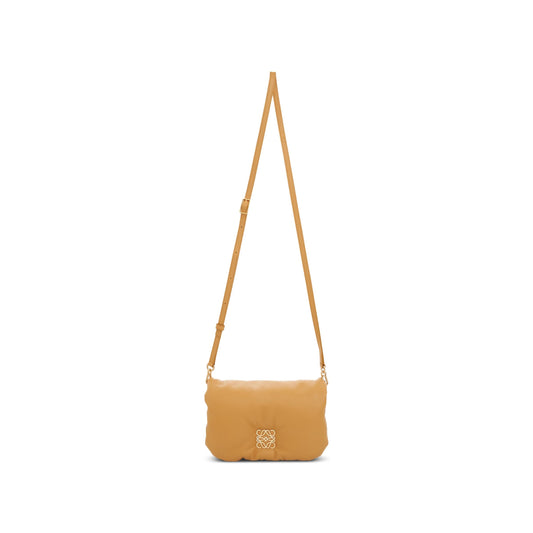 Mini Puffer Goya Bag in Shiny Nappa Lambskin in Camel