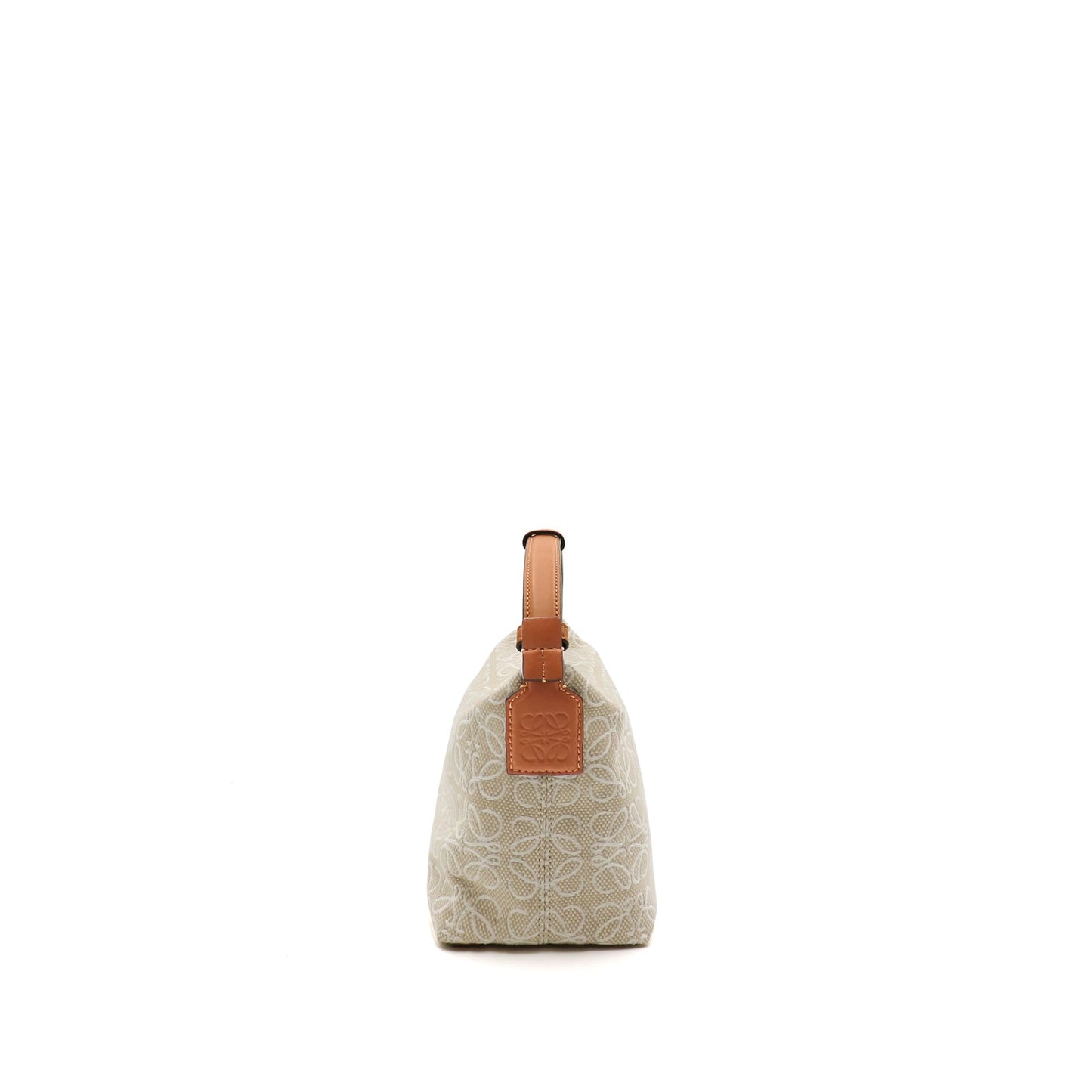 Small Cubi Bag in Anagram Jacquard and Calfskin in Ecru