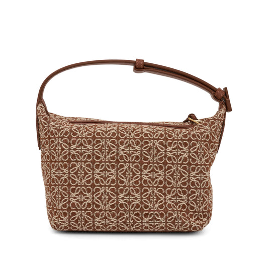 Small Cubi Bag in Anagram Jacquard and Calfskin in Tan/Pecan