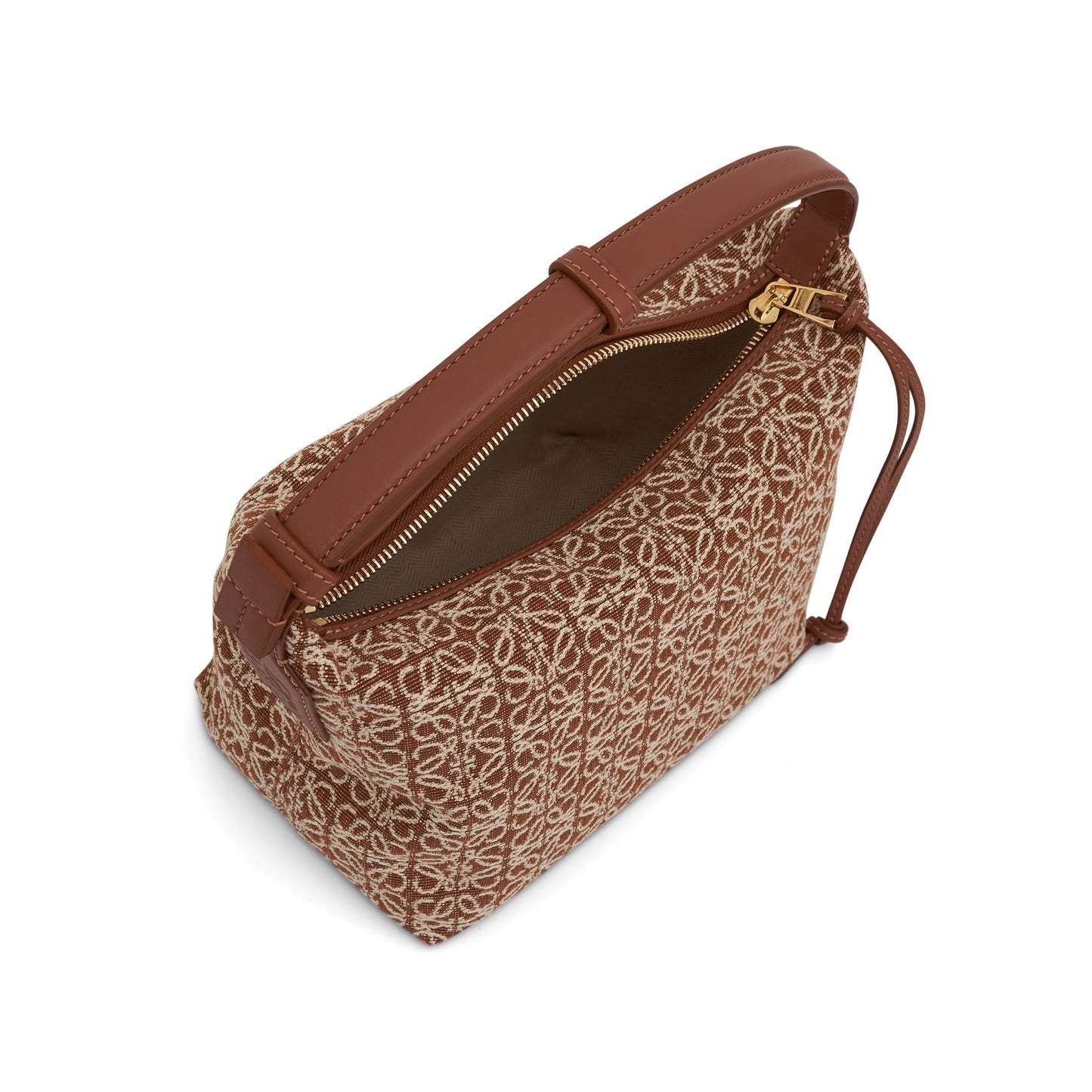 Small Cubi Bag in Anagram Jacquard and Calfskin in Tan/Pecan