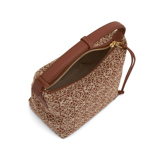 Small Cubi Bag in Anagram Jacquard and Calfskin in Tan/Pecan