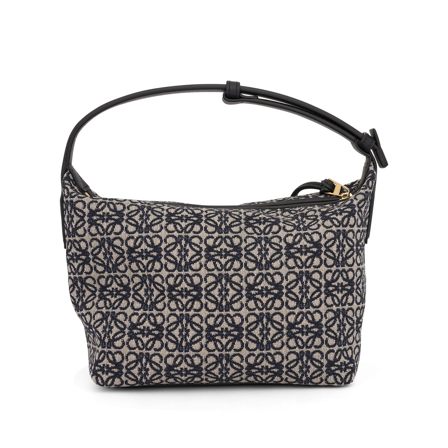 Small Cubi Bag in Anagram Jacquard and Calfskin in Navy/Black