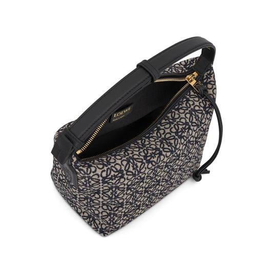 Small Cubi Bag in Anagram Jacquard and Calfskin in Navy/Black