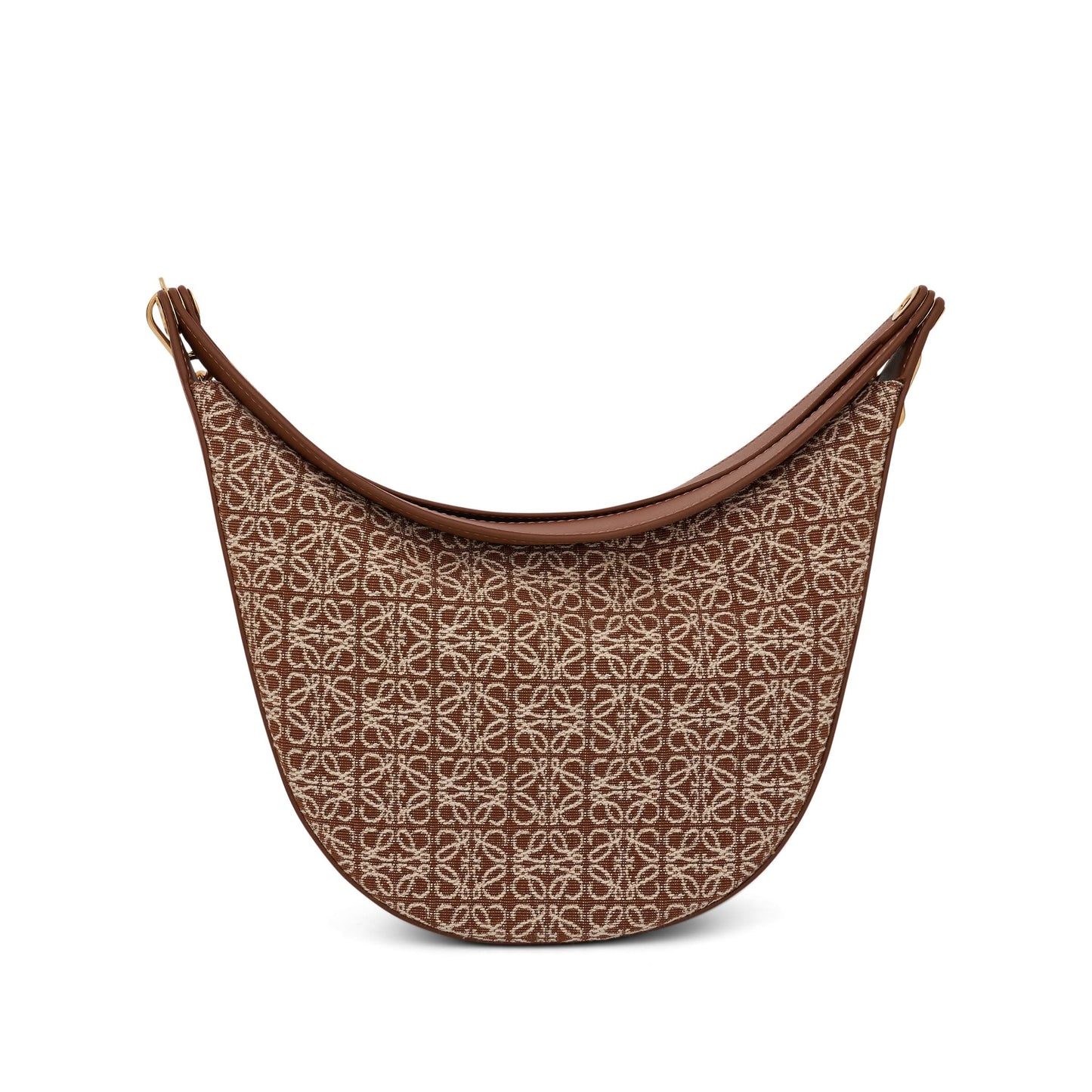 Medium Luna Bag in Anagram Jacquard and Calfskin in Tan/Pecan