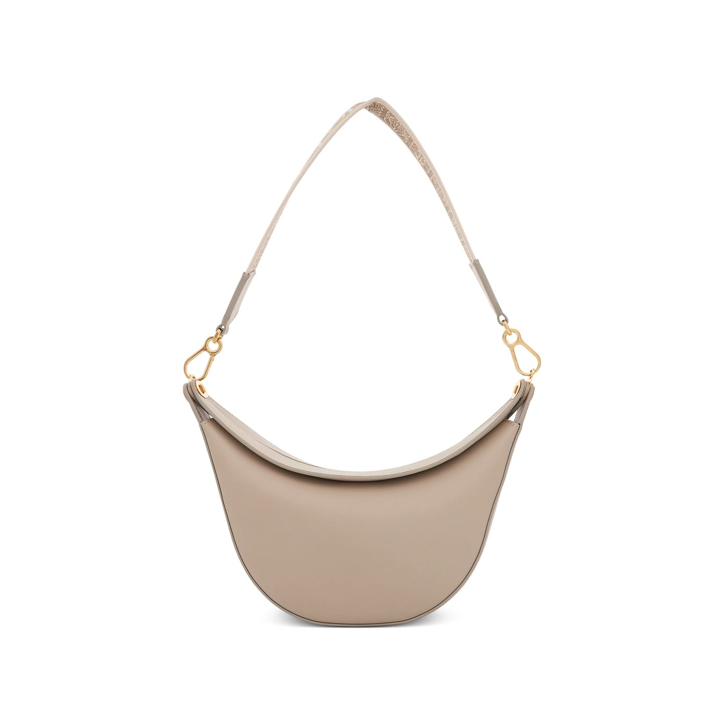 Small Loewe Luna Bag in Satin Calfskin and Jacquard Strap in Light Oat