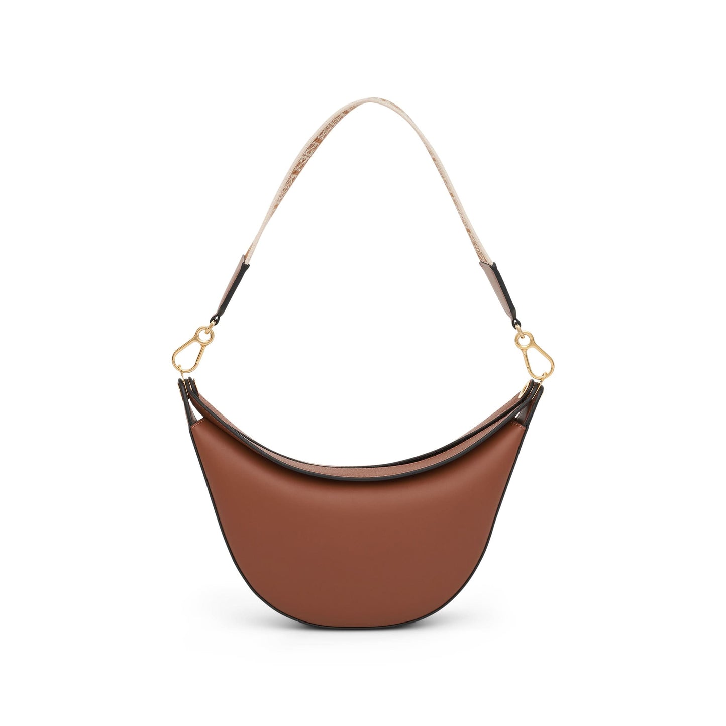 Small Loewe Luna Bag in Satin Calfskin and Jacquard Strap in Pecan