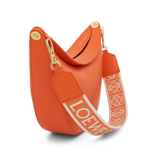 Small Loewe Luna Bag in Satin Calfskin and Jacquard Strap in Orange