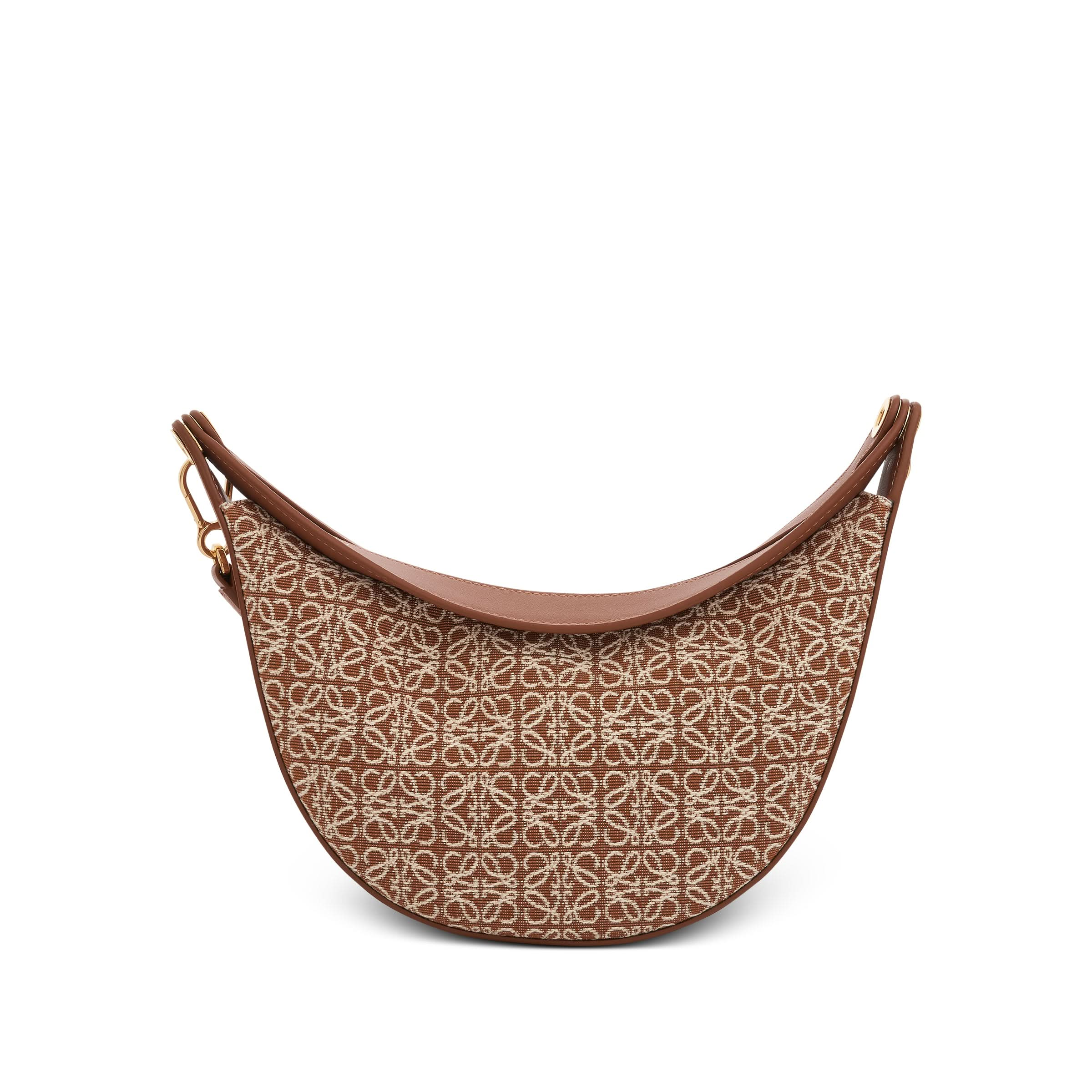 Small Loewe Luna Bag in Anagram Jacquard and Classic Calfskin in Tan