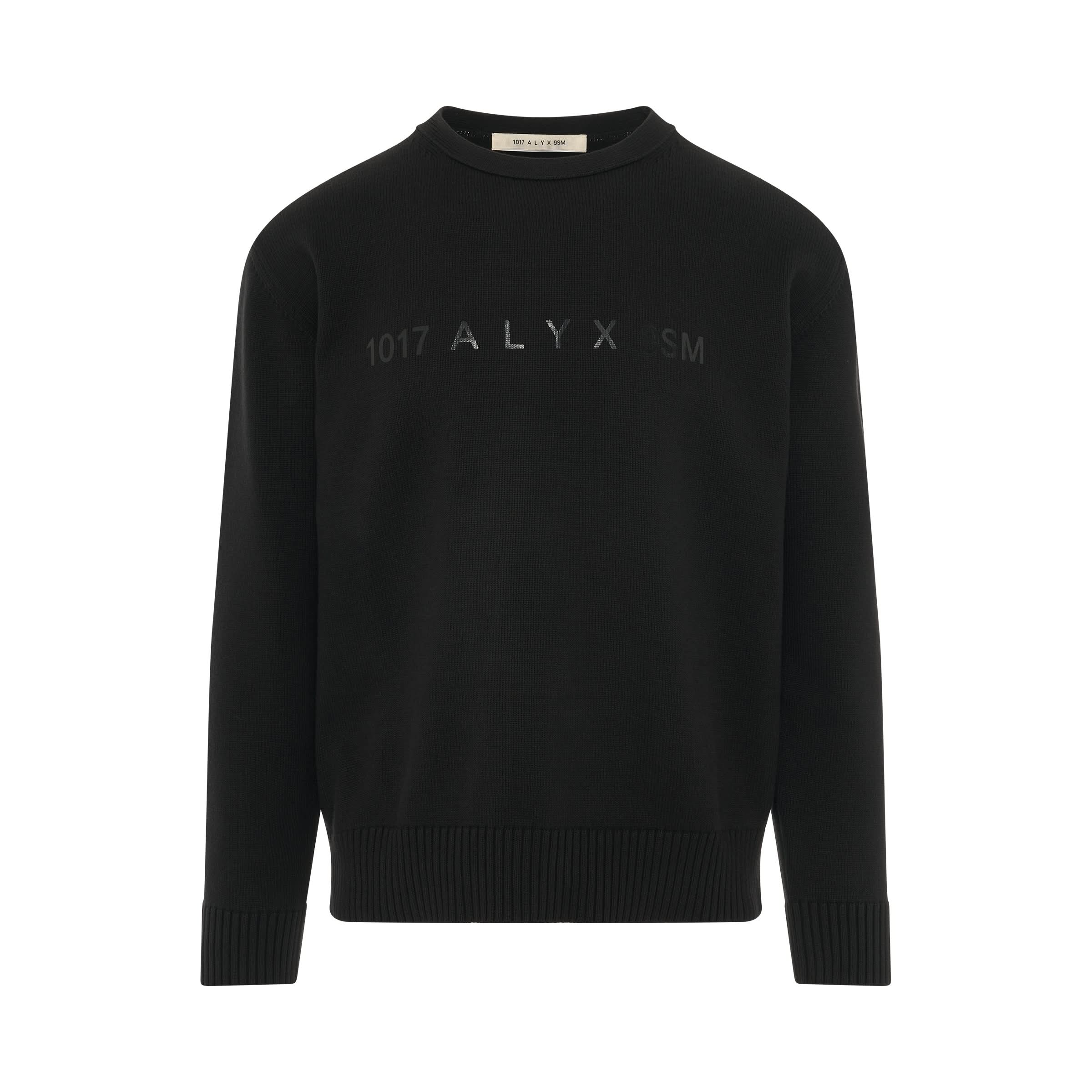 Logo Crewneck Knit Sweater in Black