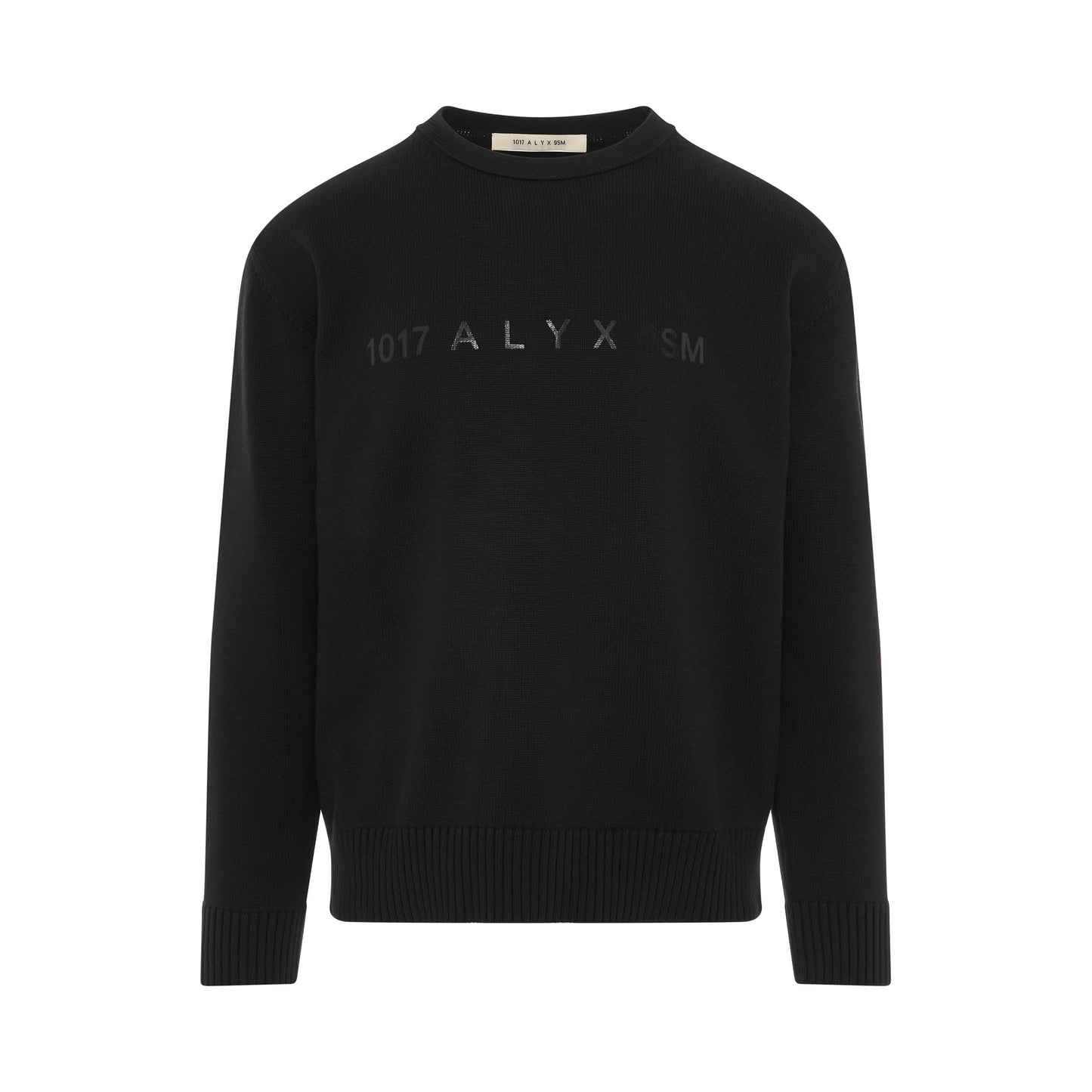 Logo Crewneck Knit Sweater in Black