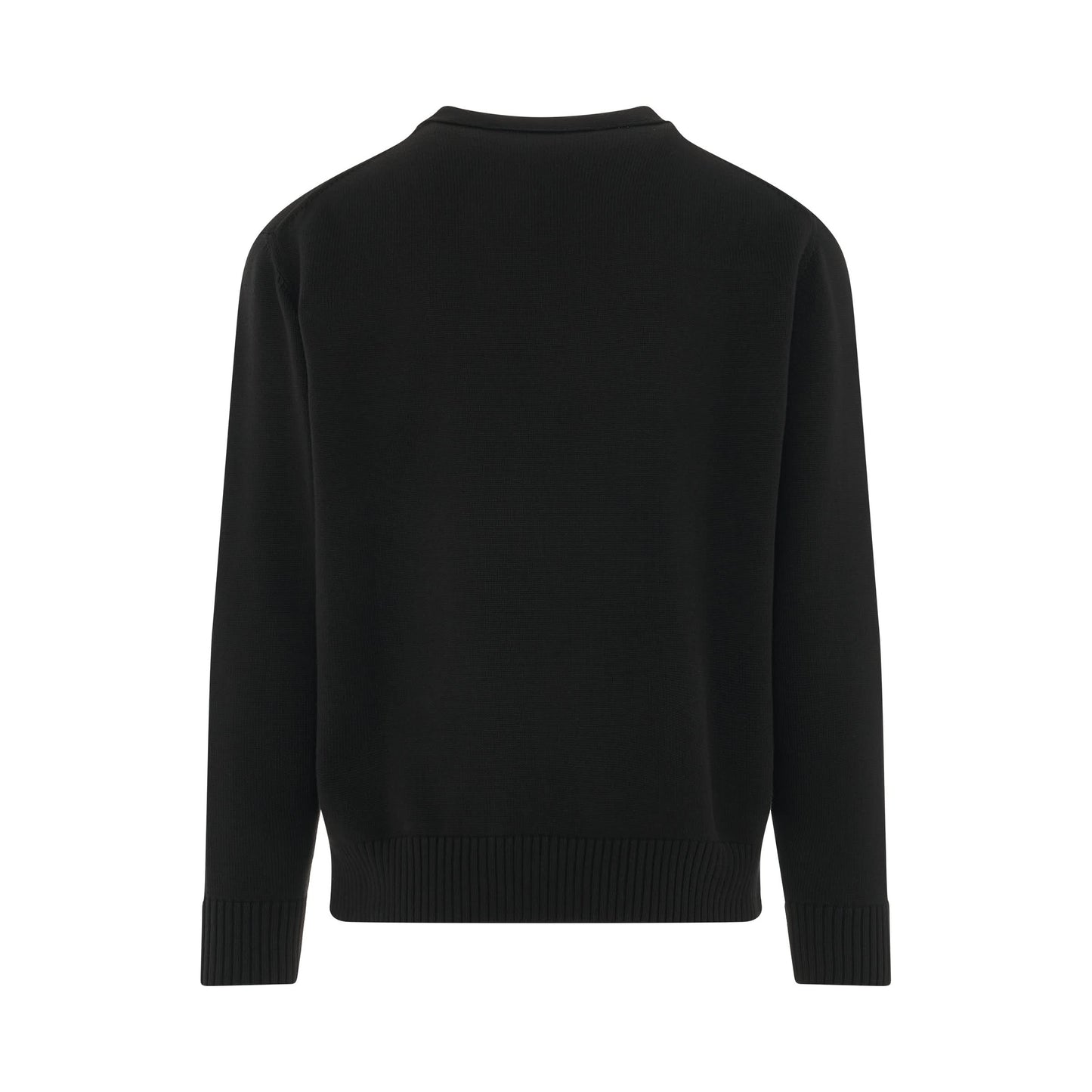 Logo Crewneck Knit Sweater in Black