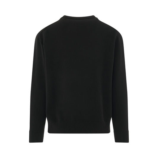 Logo Crewneck Knit Sweater in Black