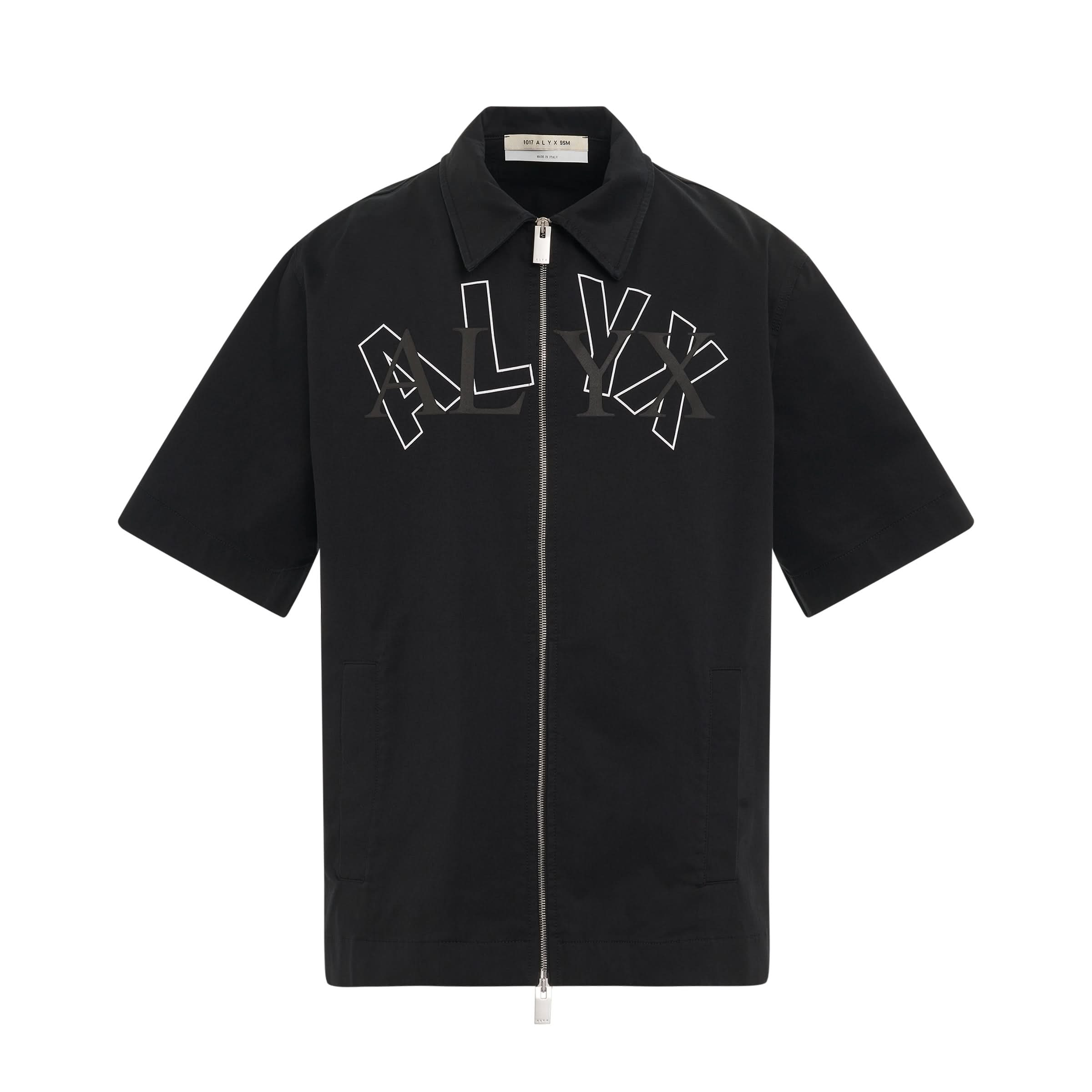 Logo S/S Zip Shirt in Black