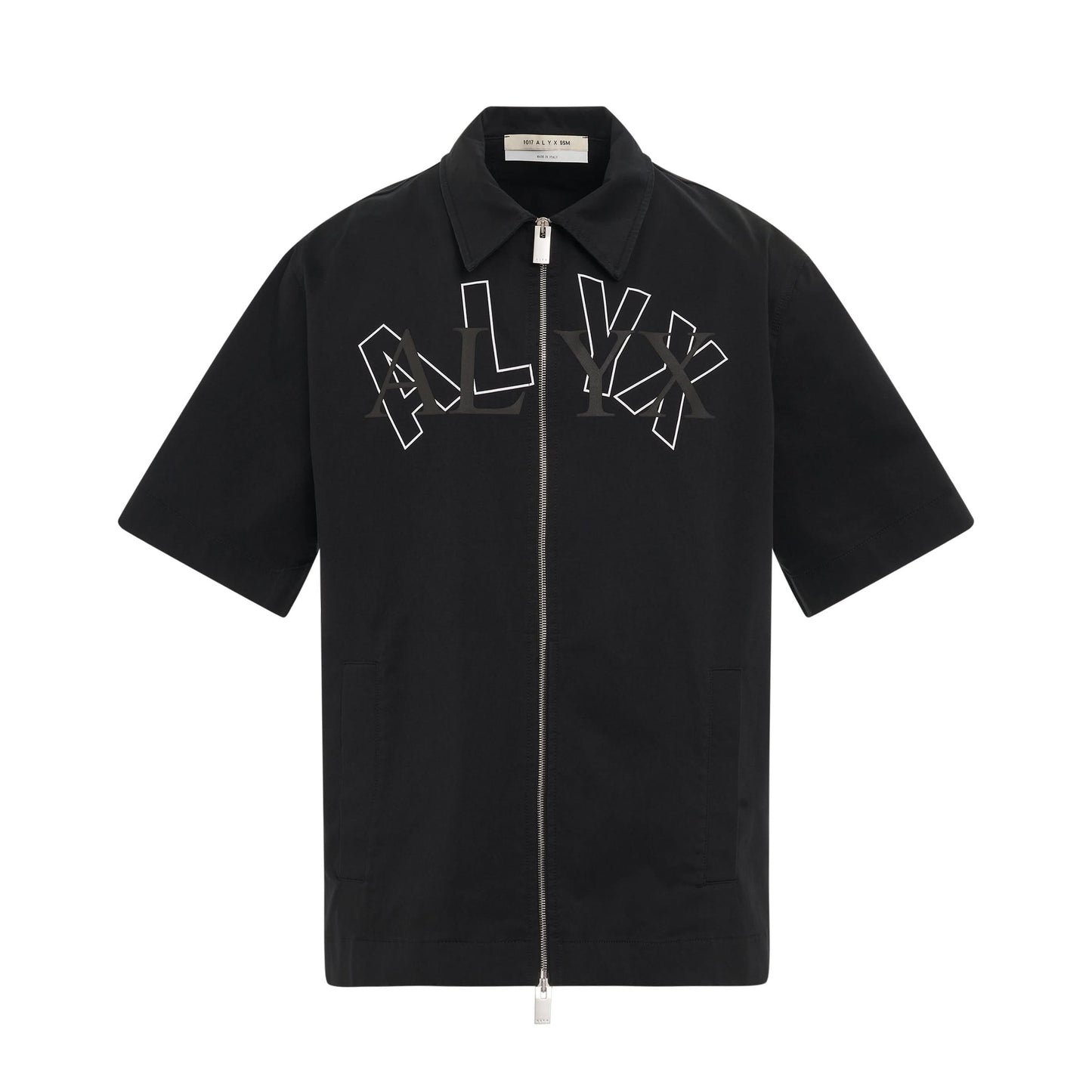 Logo S/S Zip Shirt in Black