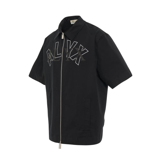 Logo S/S Zip Shirt in Black