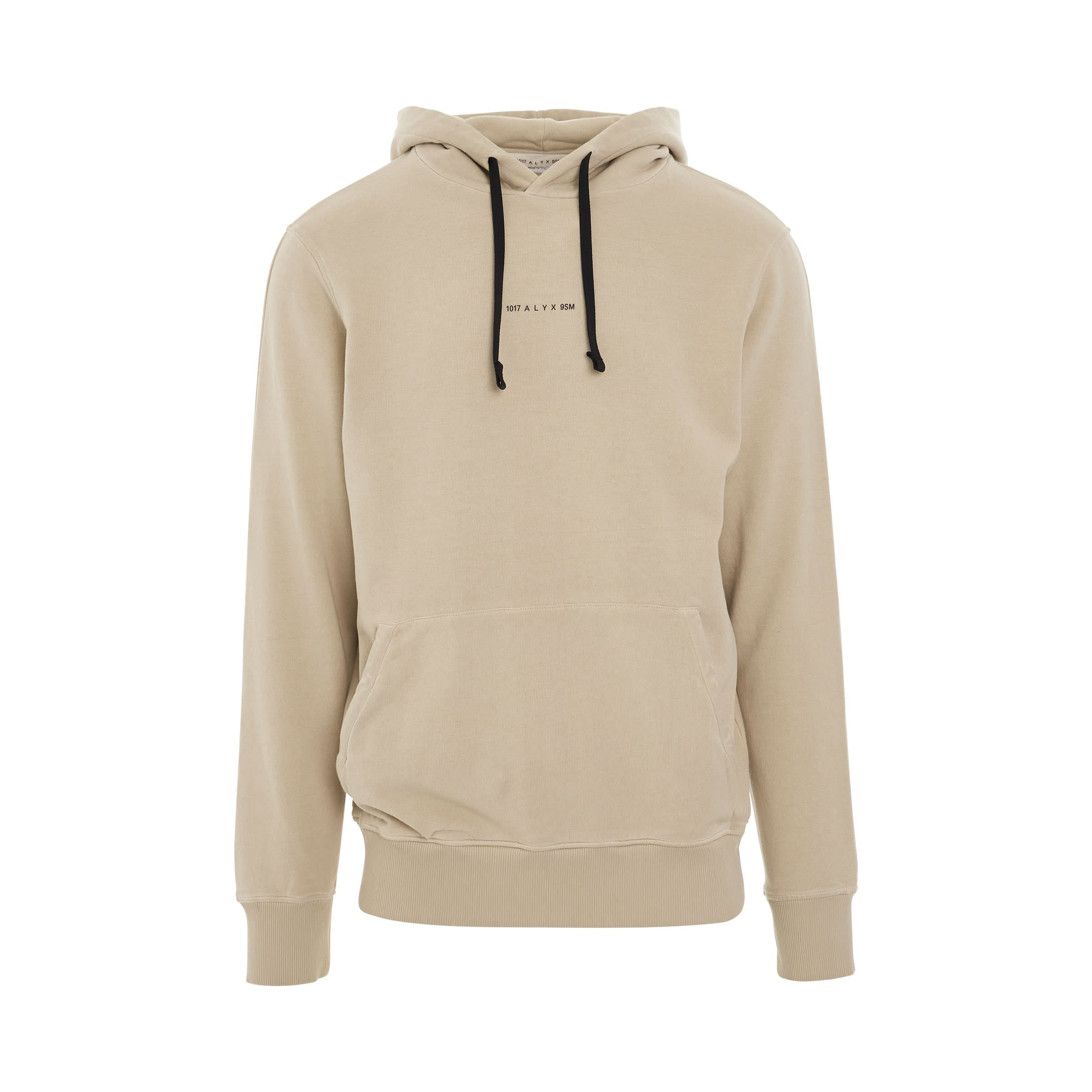 Double Print Logo Hoodie in Off Tan