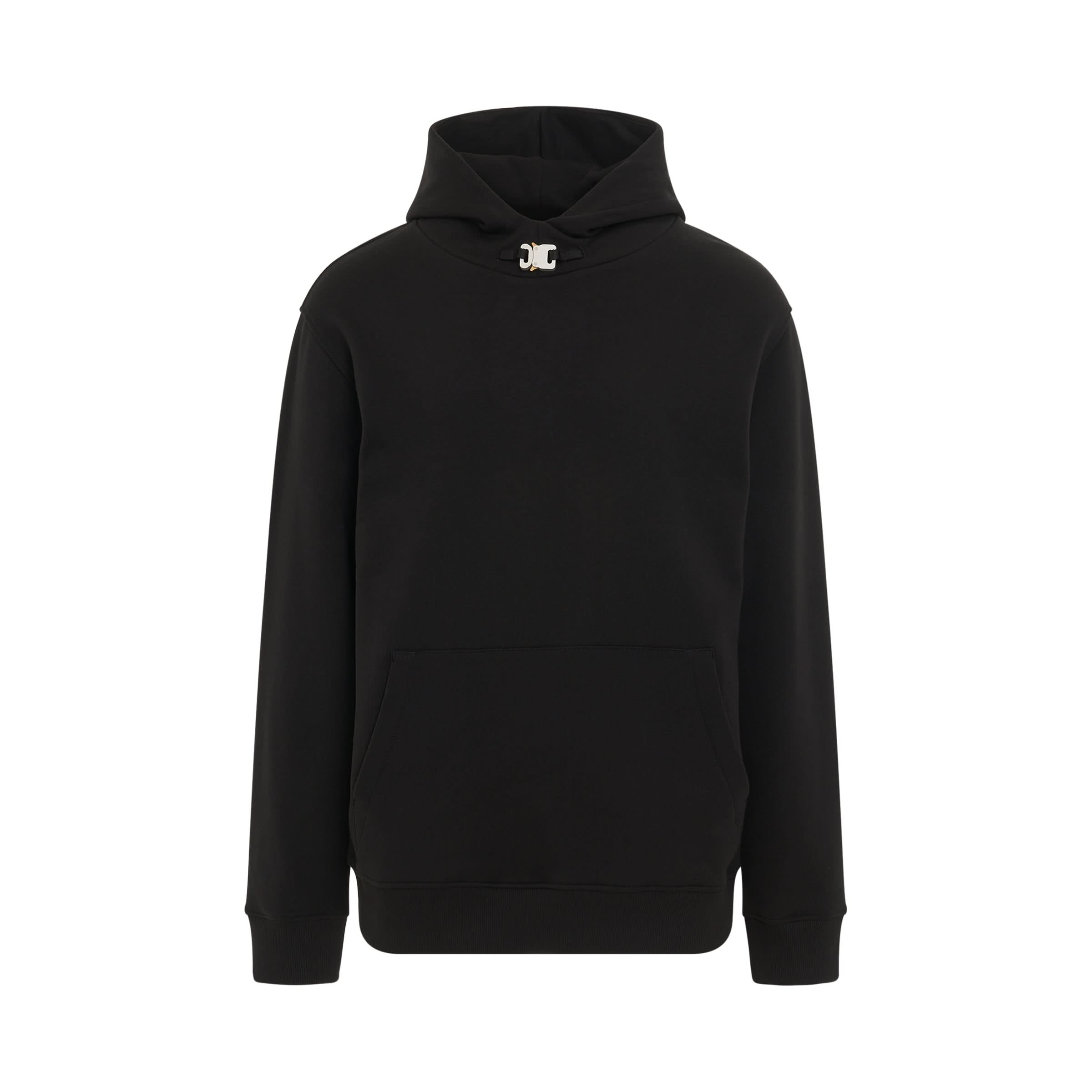 Metal Buckle Collar Hoodie in Black