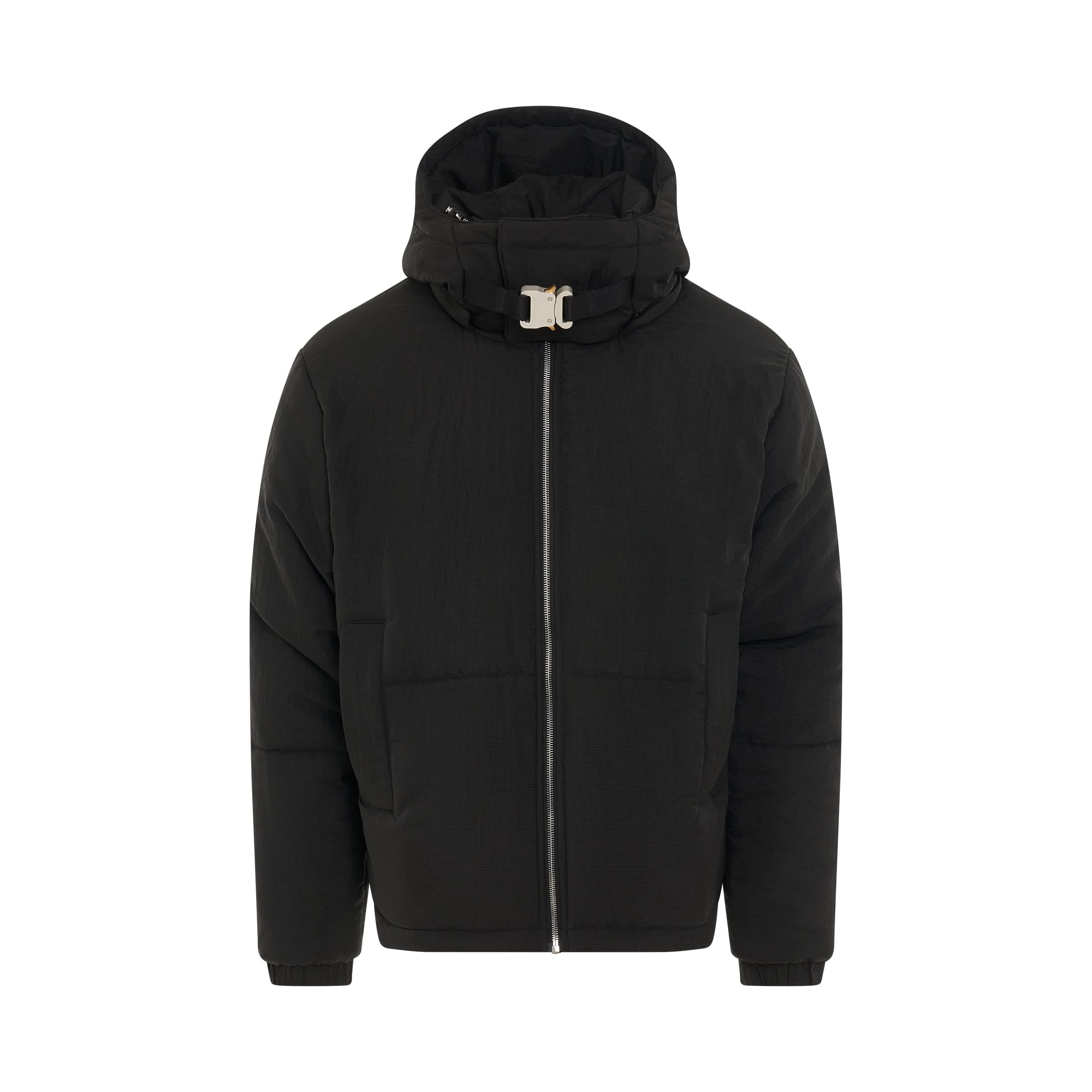 Ripstop Buckle Puffer Jacket in Black