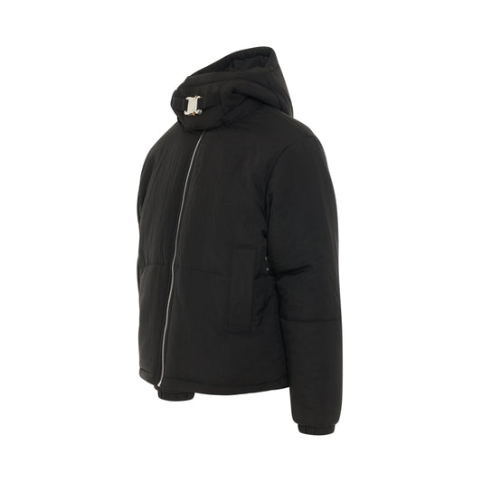 Ripstop Buckle Puffer Jacket in Black