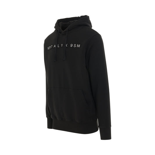 Logo Print Fleece Hoodie in Black