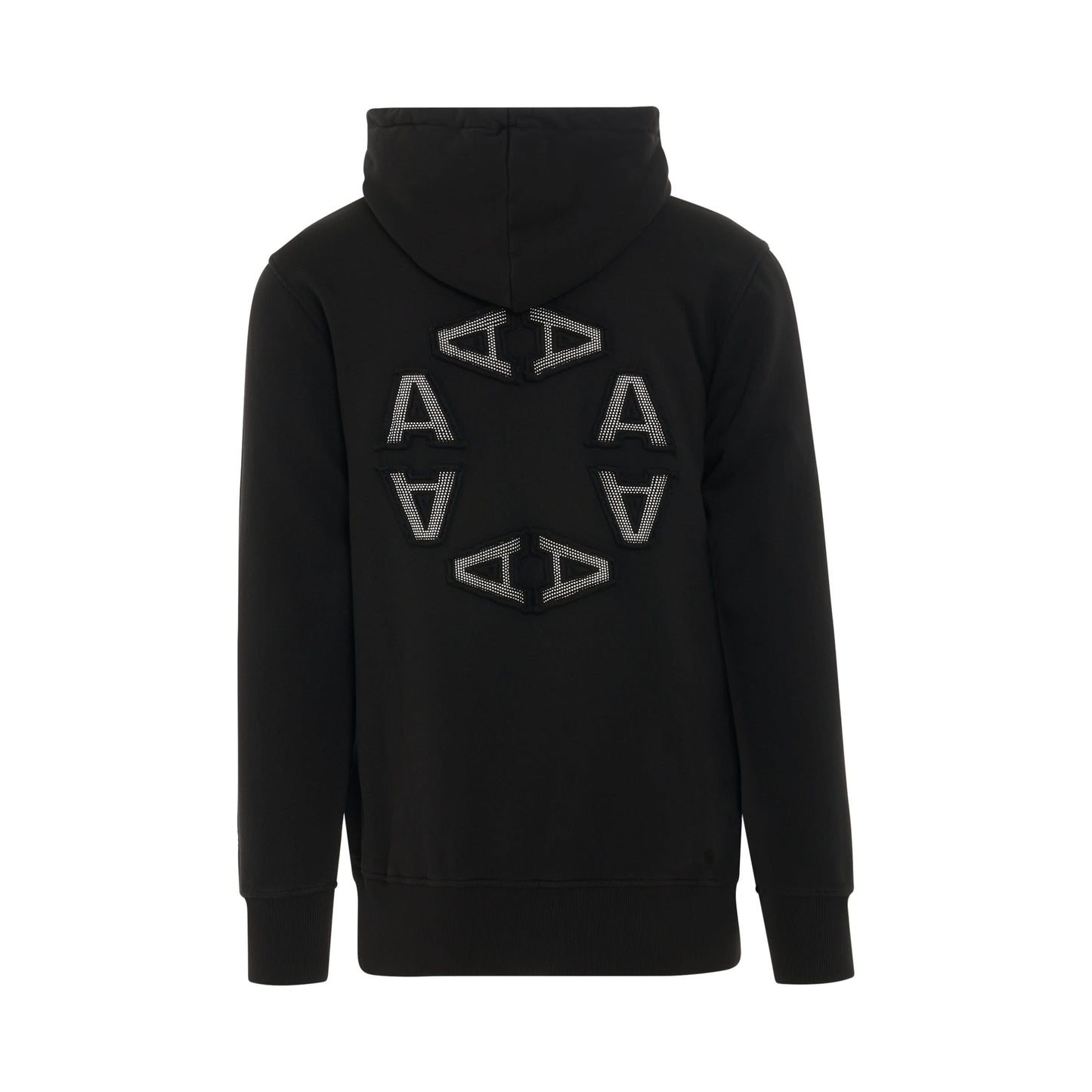 Logo Print Fleece Hoodie in Black