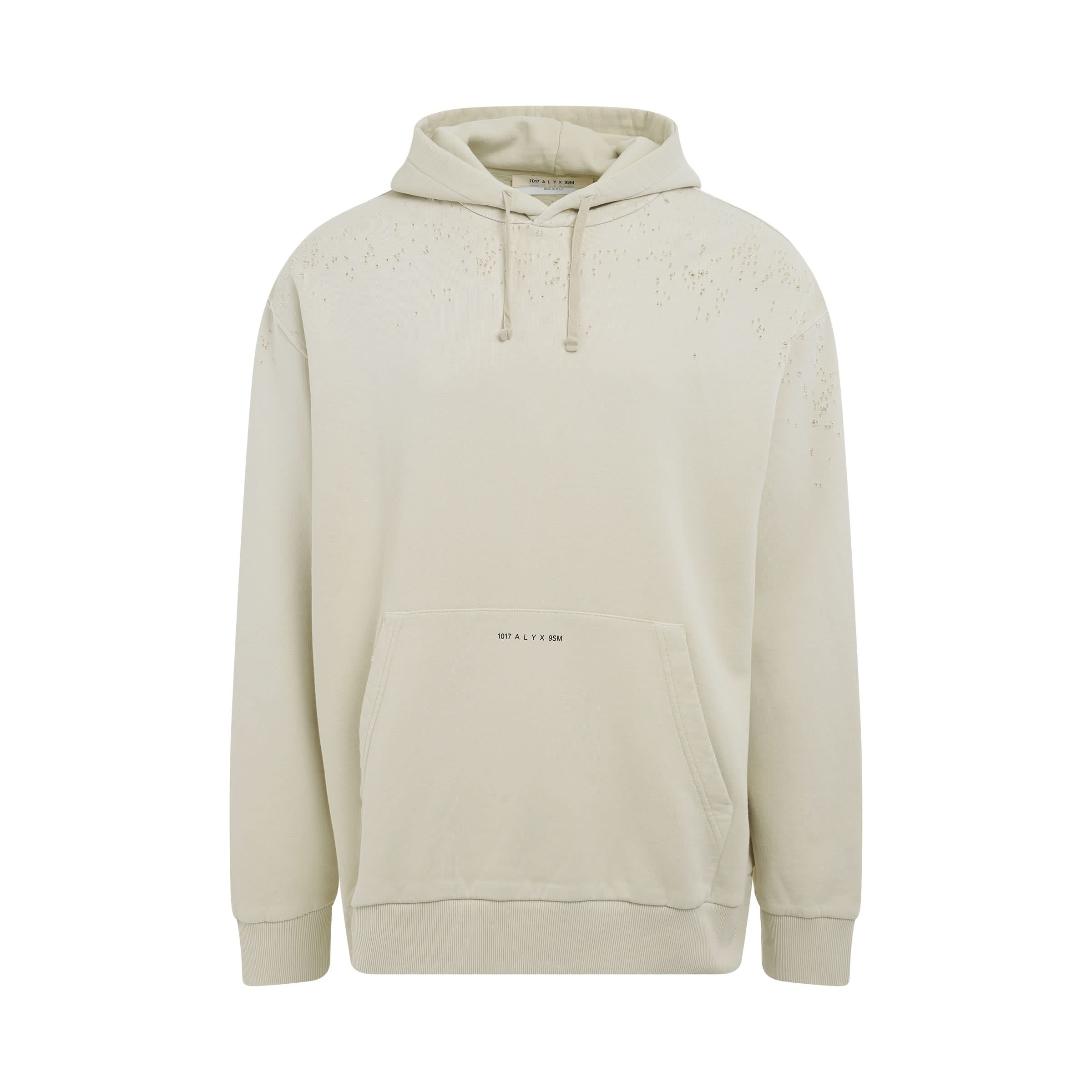 Printed Logo Treated Hoodie in Off White