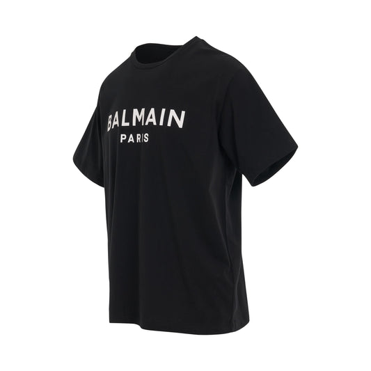 Logo Printed Straight Fit T-shirt in Black/White