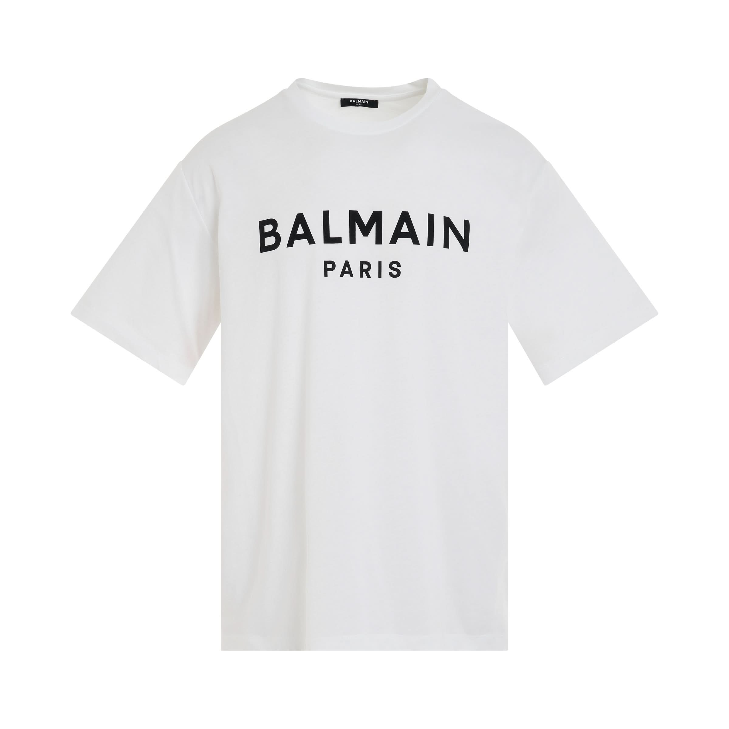 Logo Printed Straight Fit T-shirt in White/Black