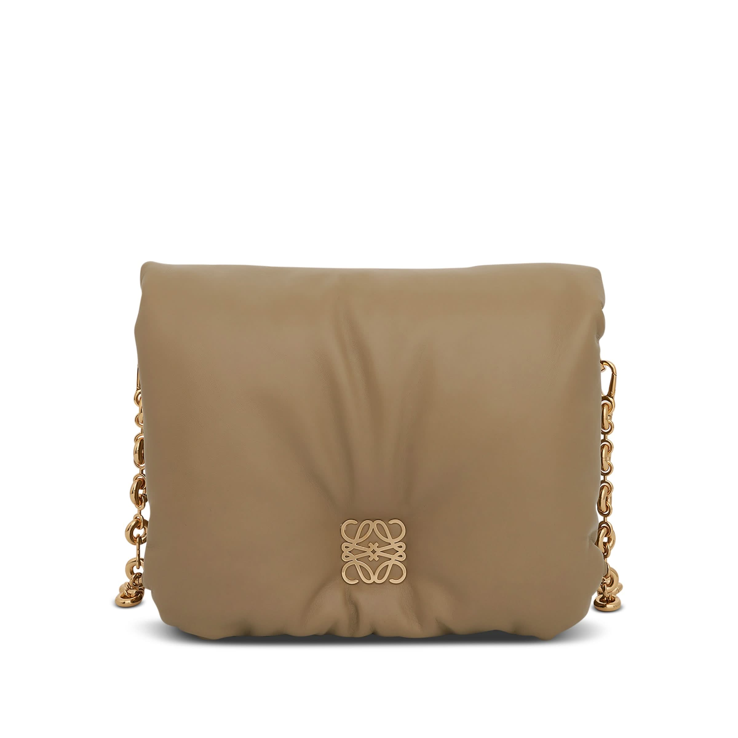 Puffer Goya Bag in Shiny Nappa Lambskin in Clay Green