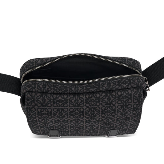 XS Military Messenger Bag in Anagram Jacquard and Calfskin in Anthracite