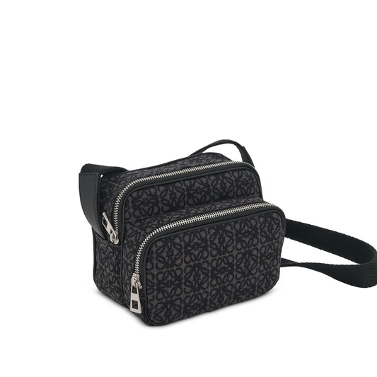 Mini Camera Bag in Anagram Jacquard and Calfskin in Anthacite