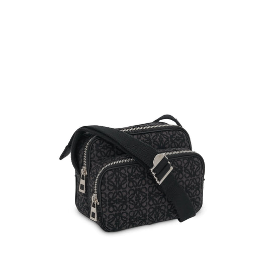 Mini Camera Bag in Anagram Jacquard and Calfskin in Anthacite