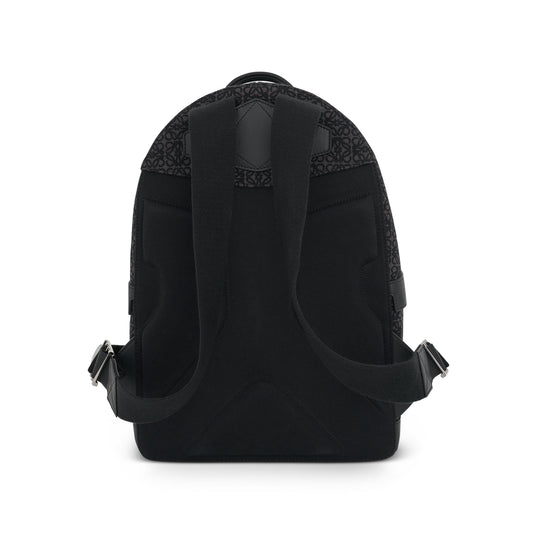 Round Backpack in Anagram Jacquard and Calfskin in Anthracite