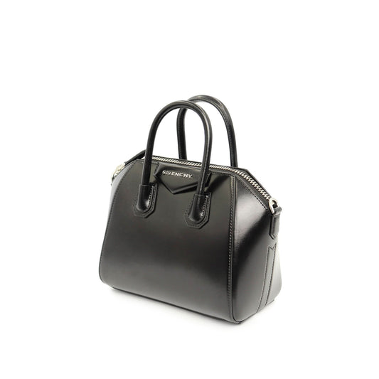 Mini Antigona Bag in Box Leather in Black