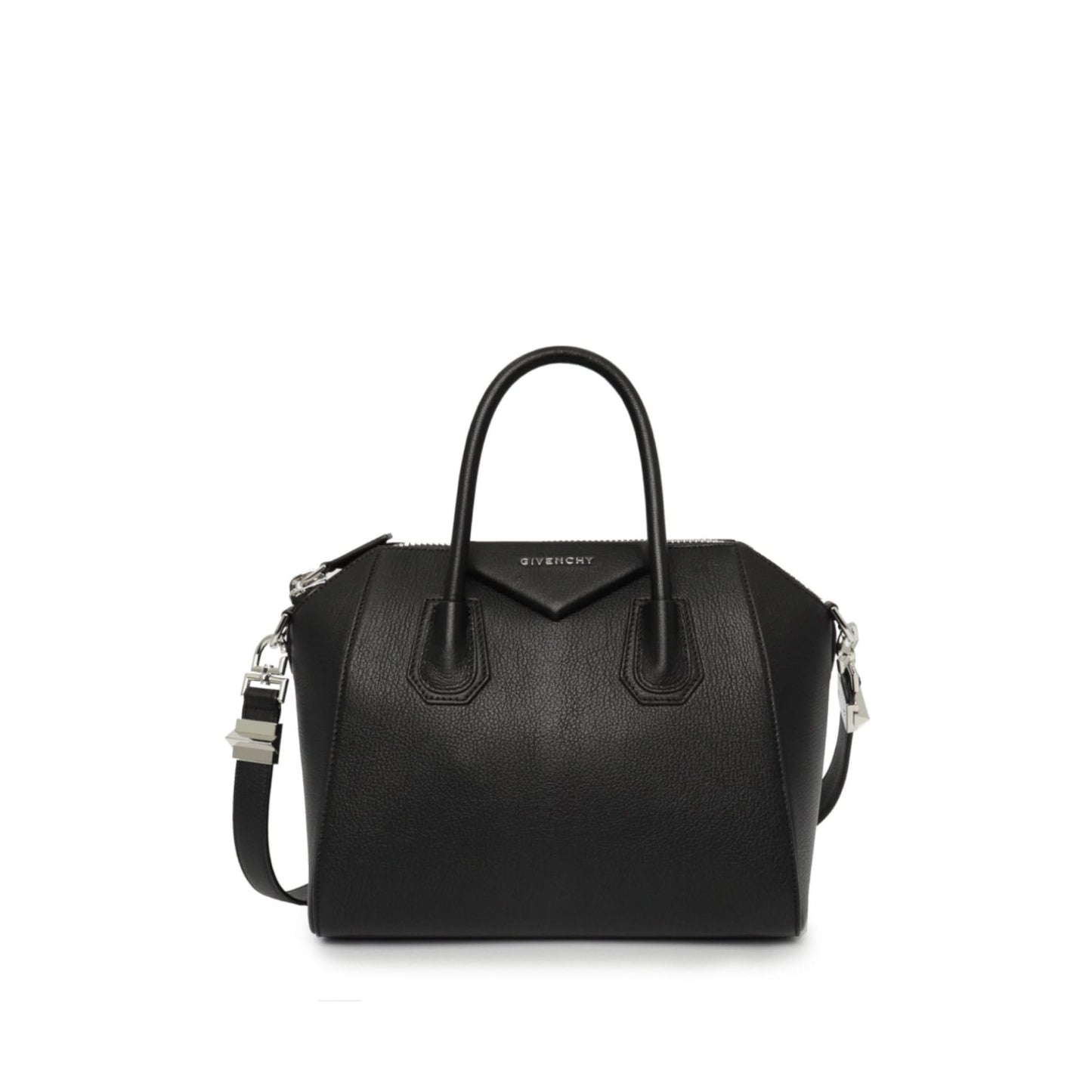 Small Antigona Bag in Grained Leather in Black