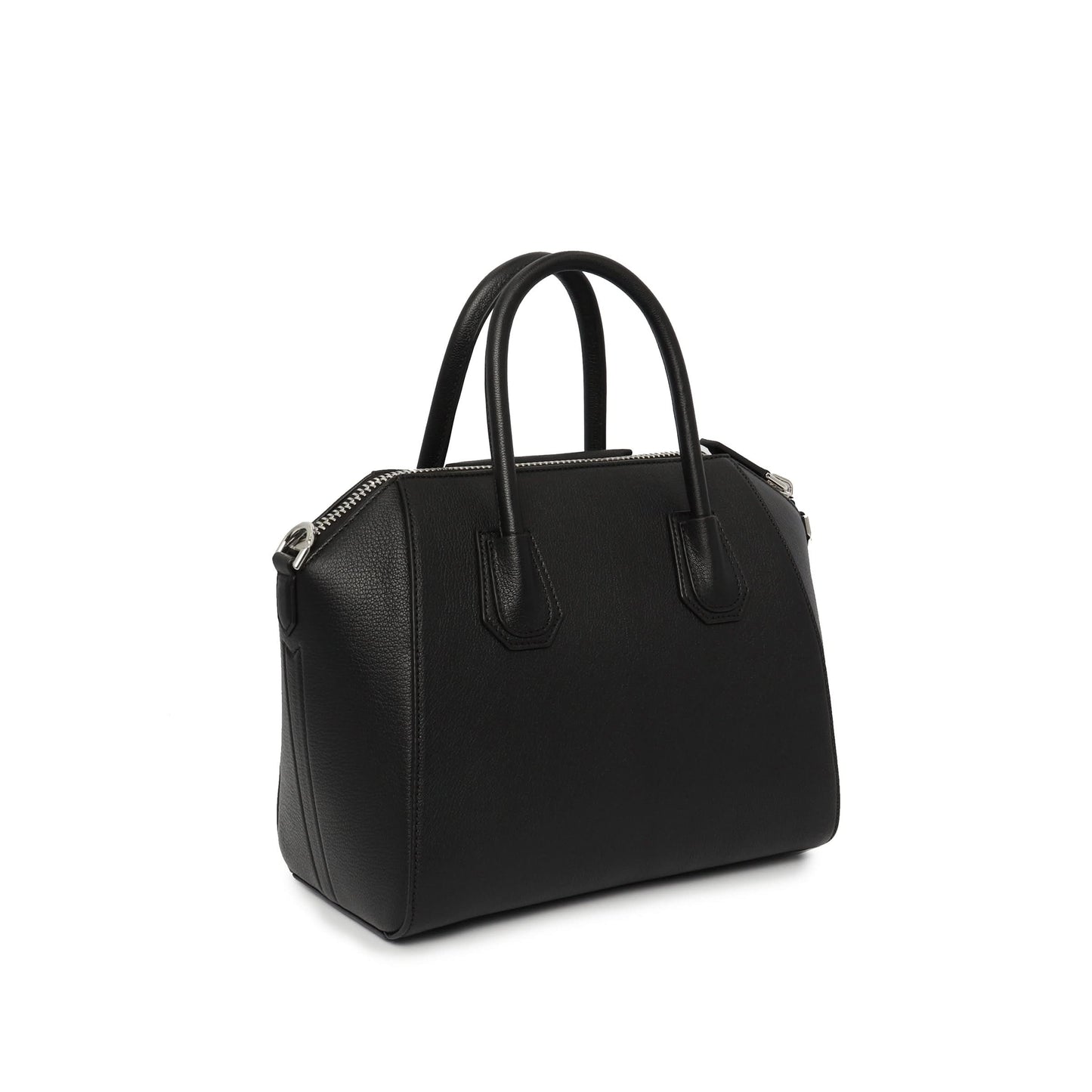 Small Antigona Bag in Grained Leather in Black