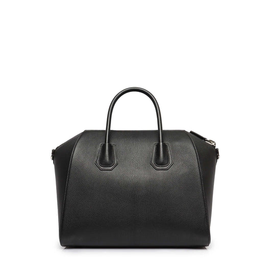 Medium Antigona Bag in Grained Leather in Black