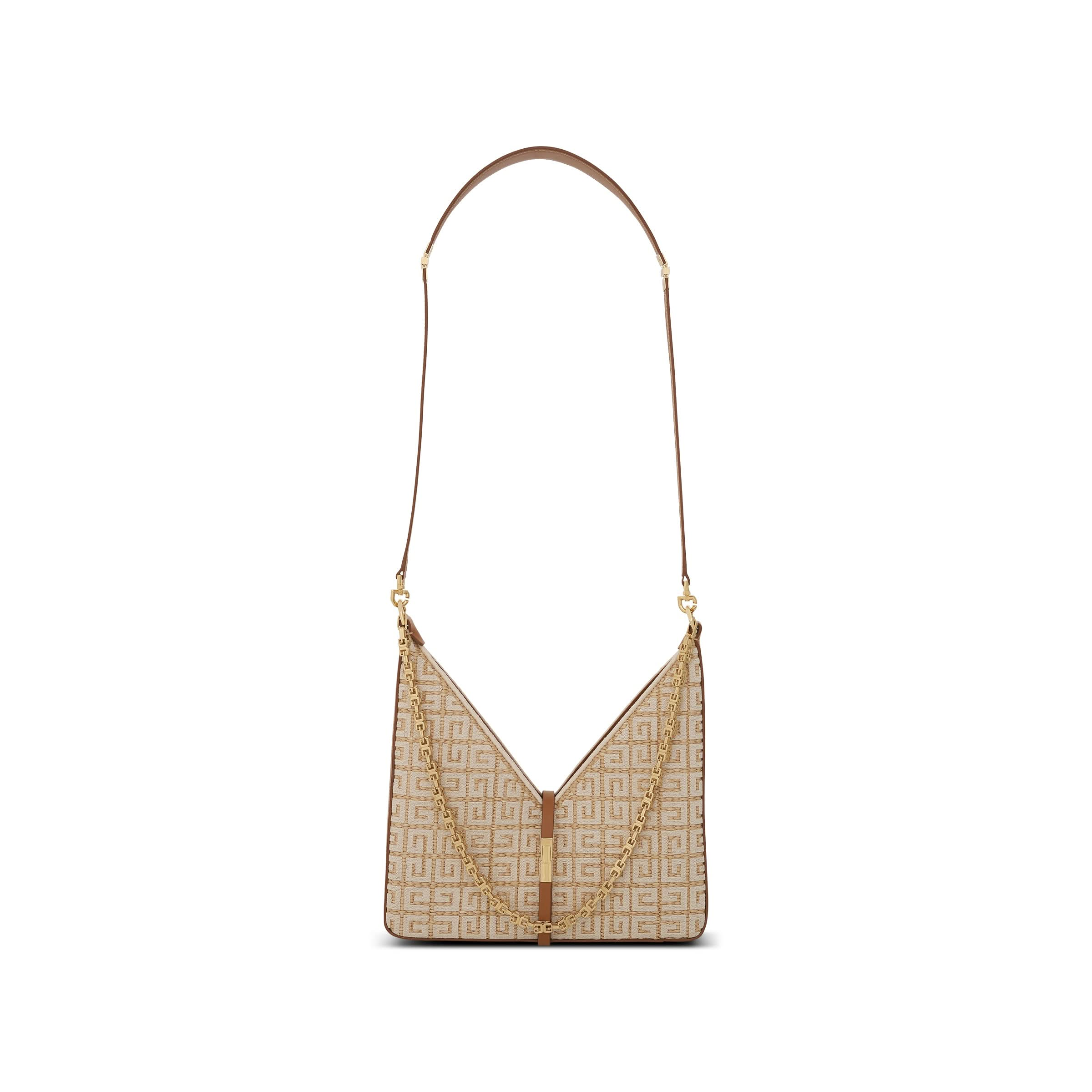 Small Cut Out Bag with Chain in Woven in Natural