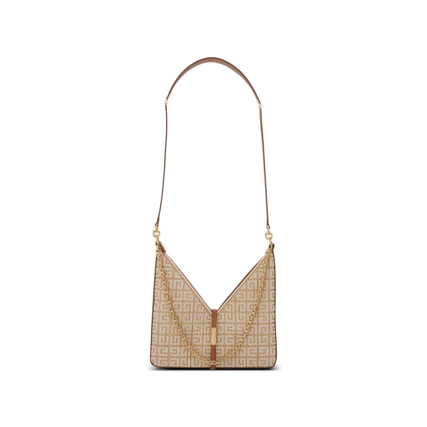 Small Cut Out Bag with Chain in Woven in Natural