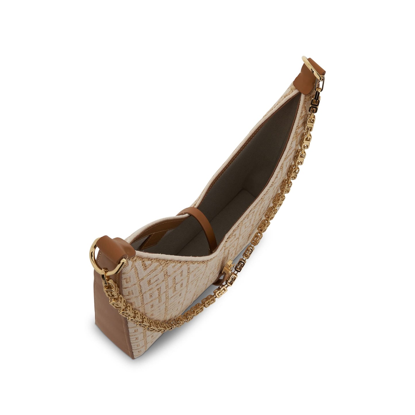 Small Cut Out Bag with Chain in Woven in Natural