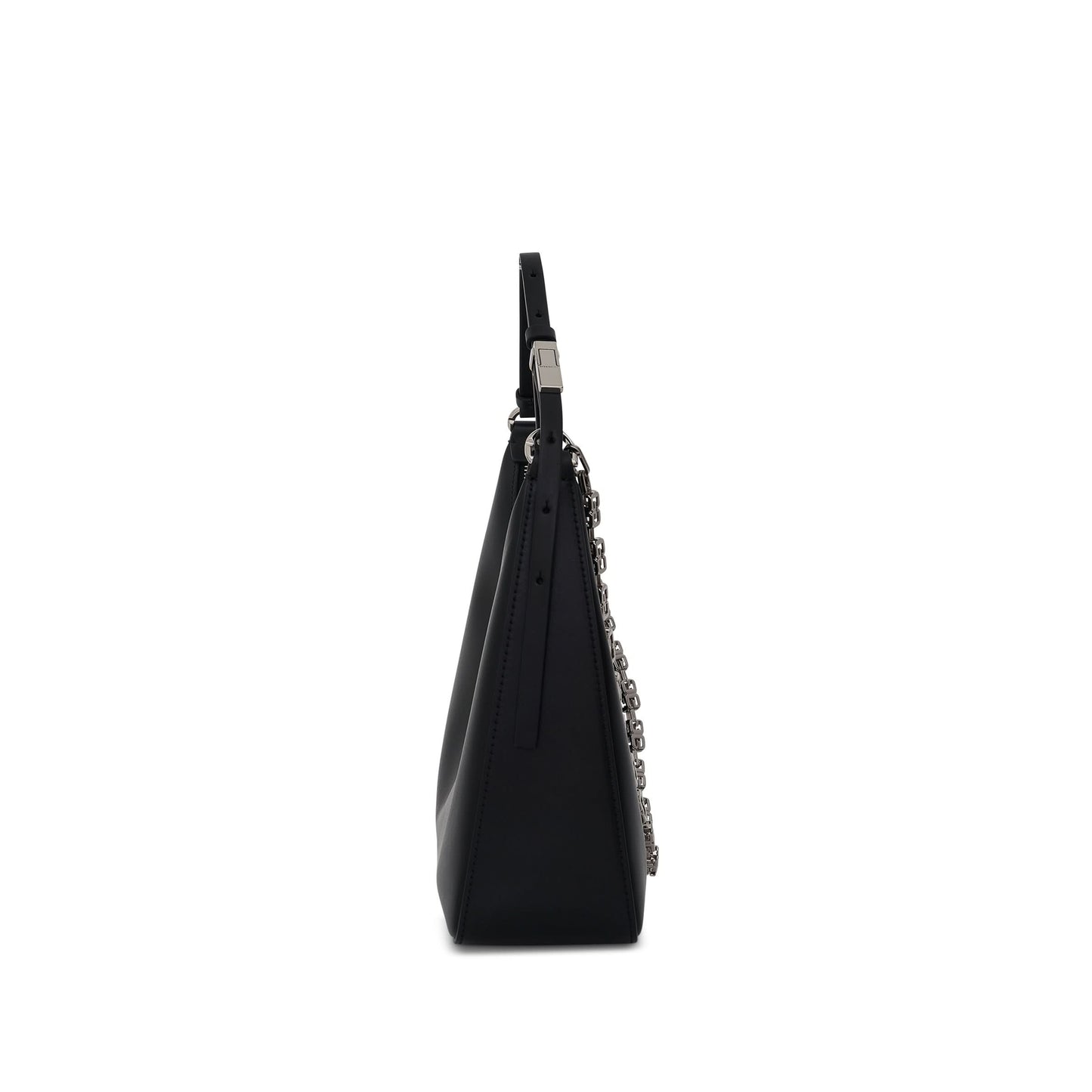 Small Moon Cut Out Bag in Calf Leather in Black